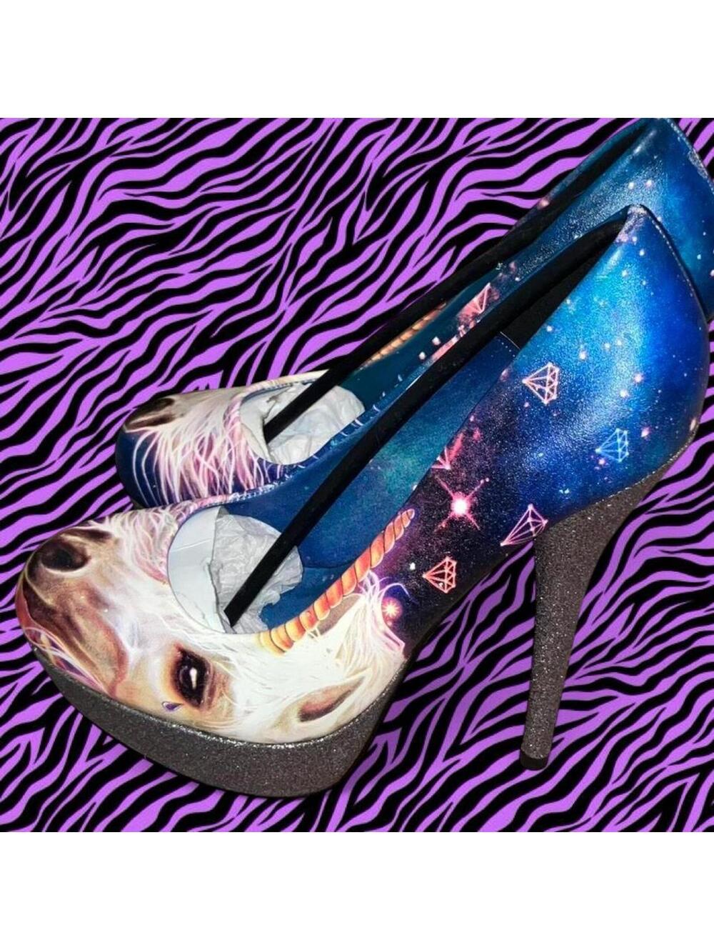 Iron Fist Unicorn galaxy high heels #glamour #heels #festival
